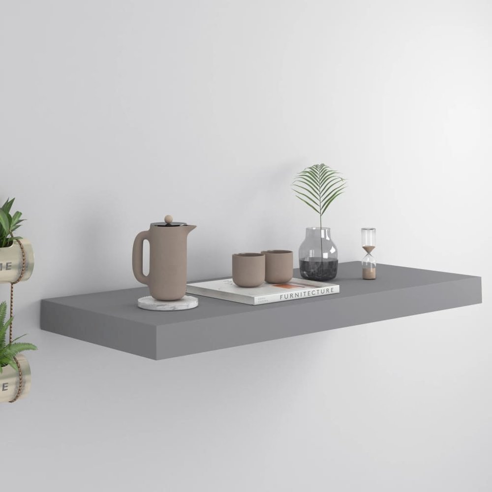 Wall Shelf Grey Honeycomb MDF, metal frame Medium Wall Shelf. Picture 1