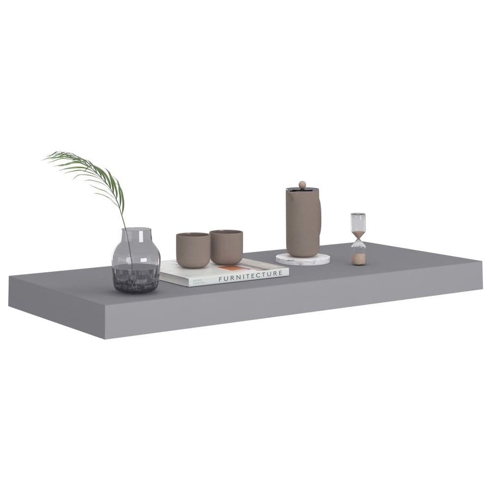 Wall Shelf Set of 4 Grey Honeycomb MDF, metal. Picture 7