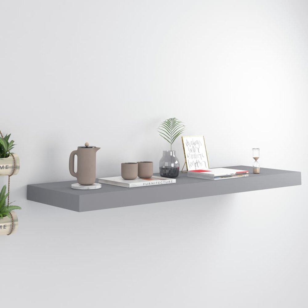 Wall Shelf Grey Honeycomb MDF, Metal 31.5 x 9.3 x 1.5 in. Picture 1
