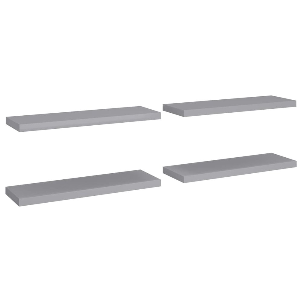 Wall Shelf Set of 4 Grey Honeycomb MDF, metal 31.5 x 9.3 in. Picture 2