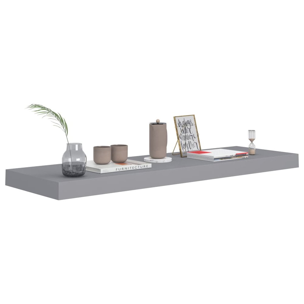 Wall Shelf Set of 4 Grey Honeycomb MDF, metal 31.5 x 9.3 in. Picture 7