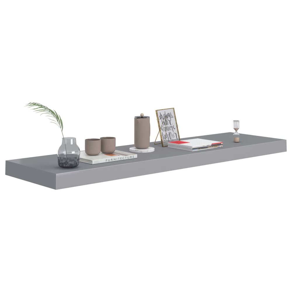 Wall Shelf Gray Honeycomb MDF and metal 35.4 in x 9.3 in x 1.5 in. Picture 3