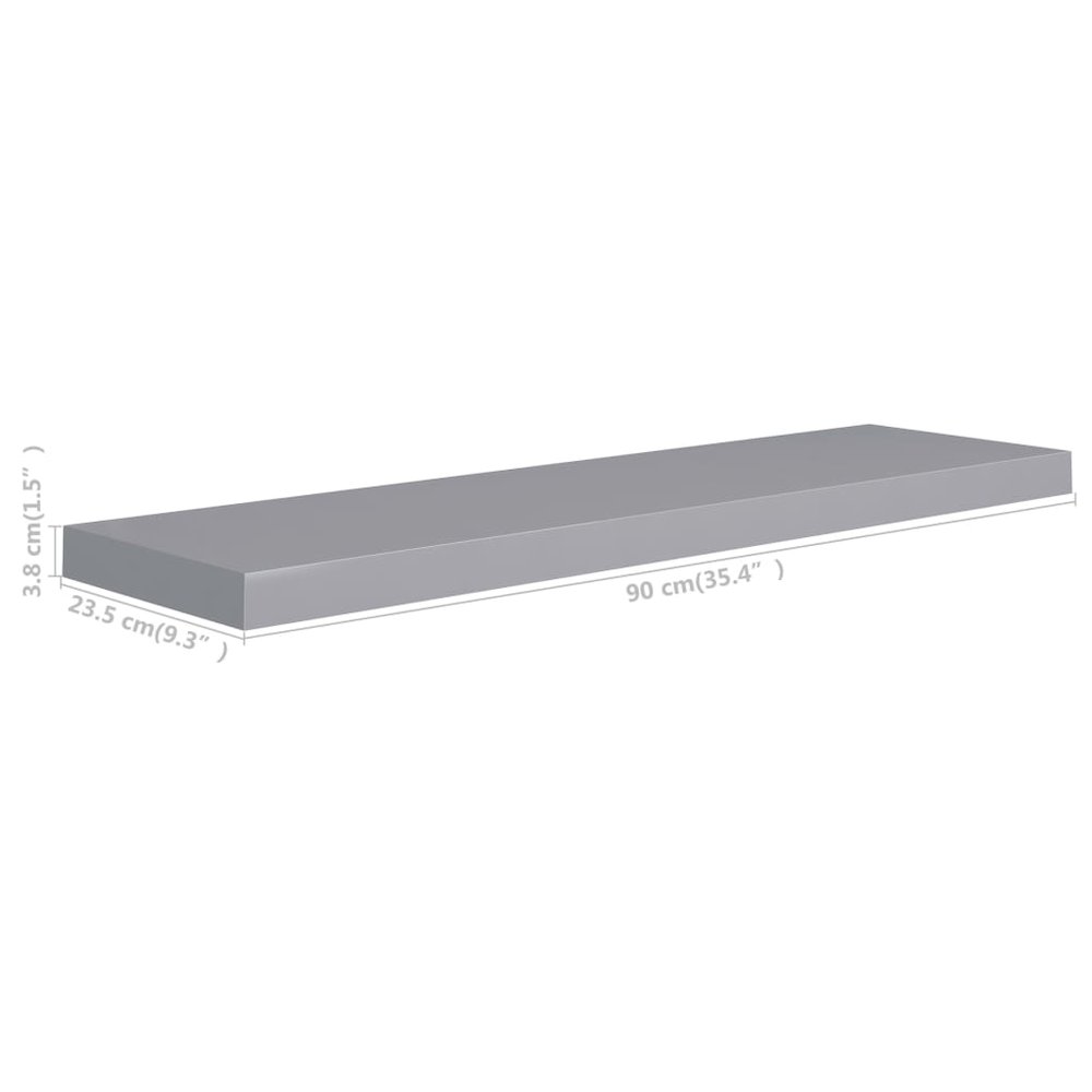 Wall Shelf Gray Honeycomb MDF and metal 35.4 in x 9.3 in x 1.5 in. Picture 7
