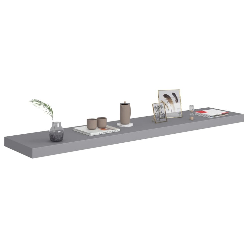 Wall Shelf Grey Honeycomb MDF and metal 47.2x9.3x1.5 in. Picture 3