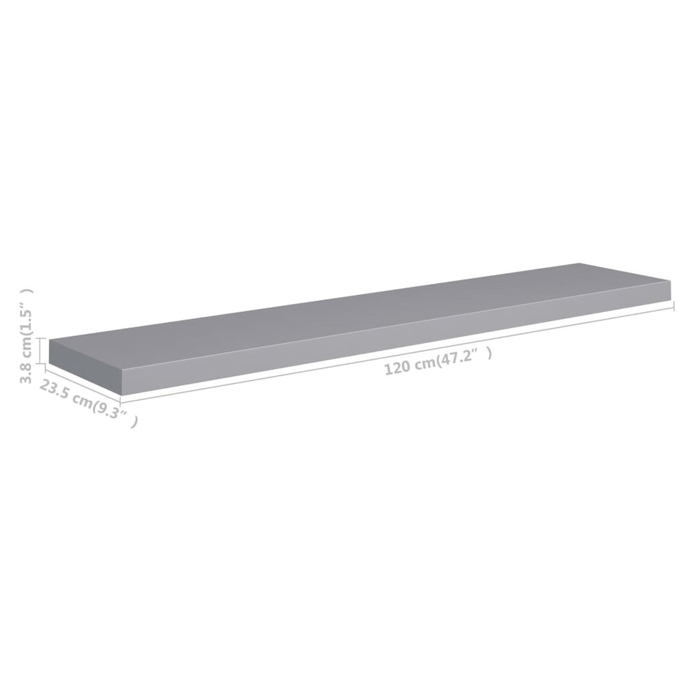 Wall Shelf Grey Honeycomb MDF and metal 47.2x9.3x1.5 in. Picture 7