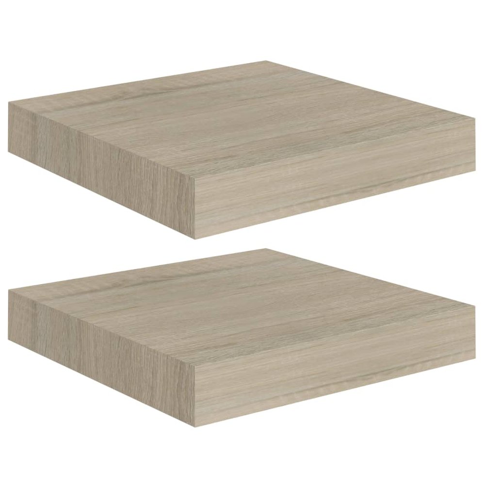 Wall Shelf Set of 2 Oak Honeycomb MDF, Metal 9.1 x 9.3 x 1.5 in. Picture 2