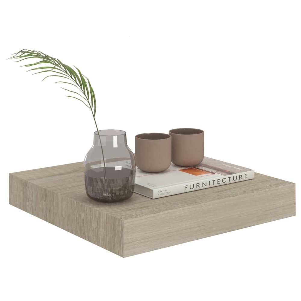 Wall Shelf Set of 2 Oak Honeycomb MDF, Metal 9.1 x 9.3 x 1.5 in. Picture 3