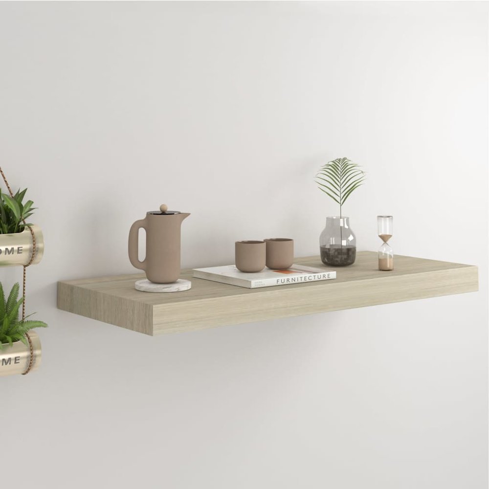 Wall Shelf Oak Honeycomb MDF, Metal 23.6 x 9.3 x 1.5 in. Picture 1
