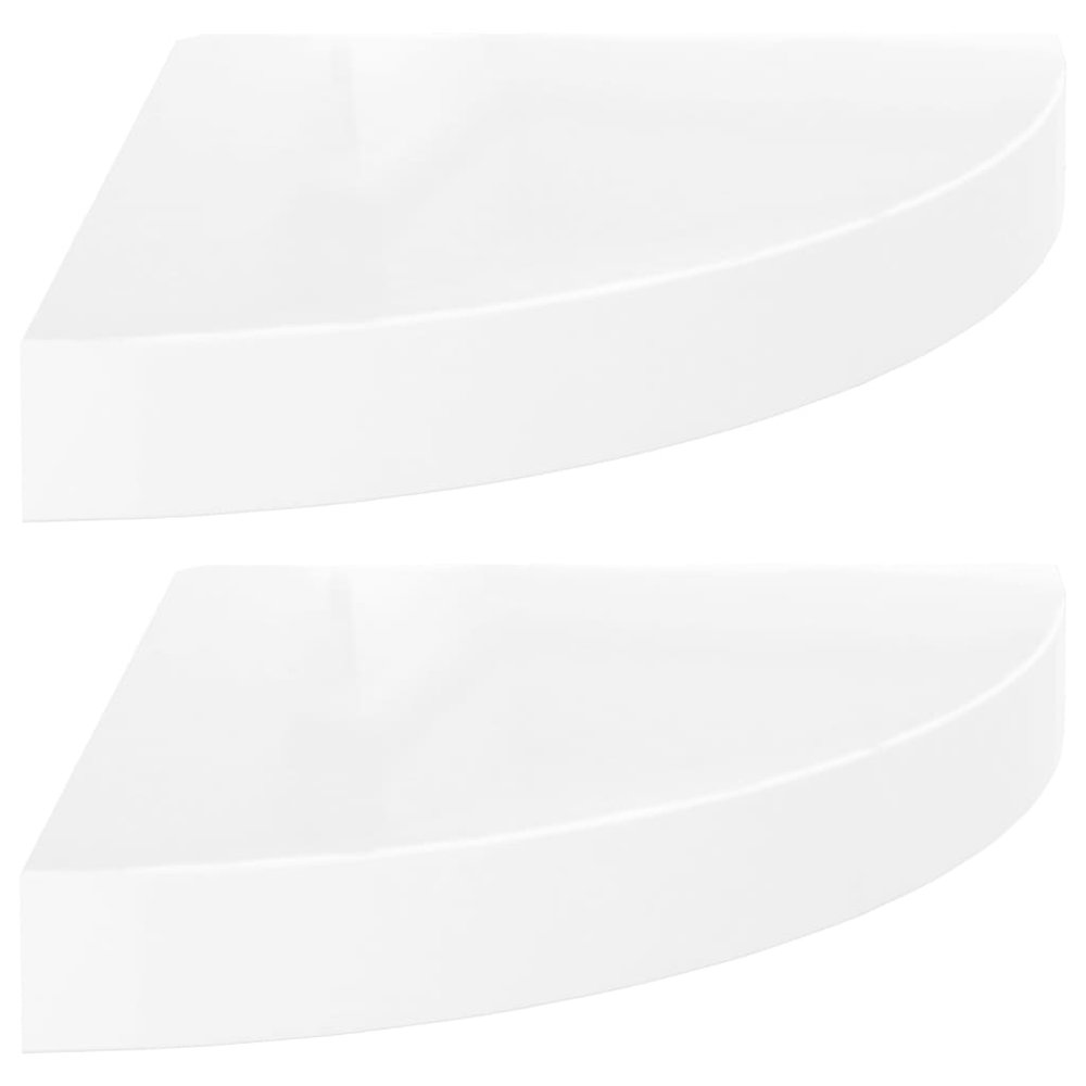 Corner Shelf Set of 2 High gloss white Honeycomb MDF, metal. Picture 2