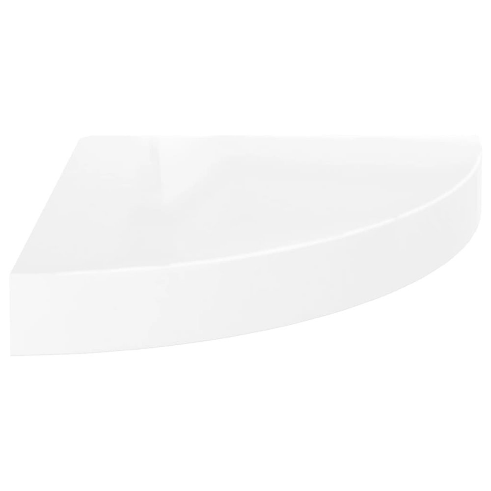 Corner Shelf Set of 2 High gloss white Honeycomb MDF, metal. Picture 3