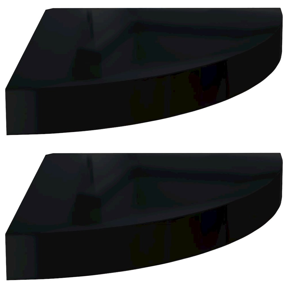 Corner Shelf Set of 2 High gloss black Honeycomb MDF. Picture 2