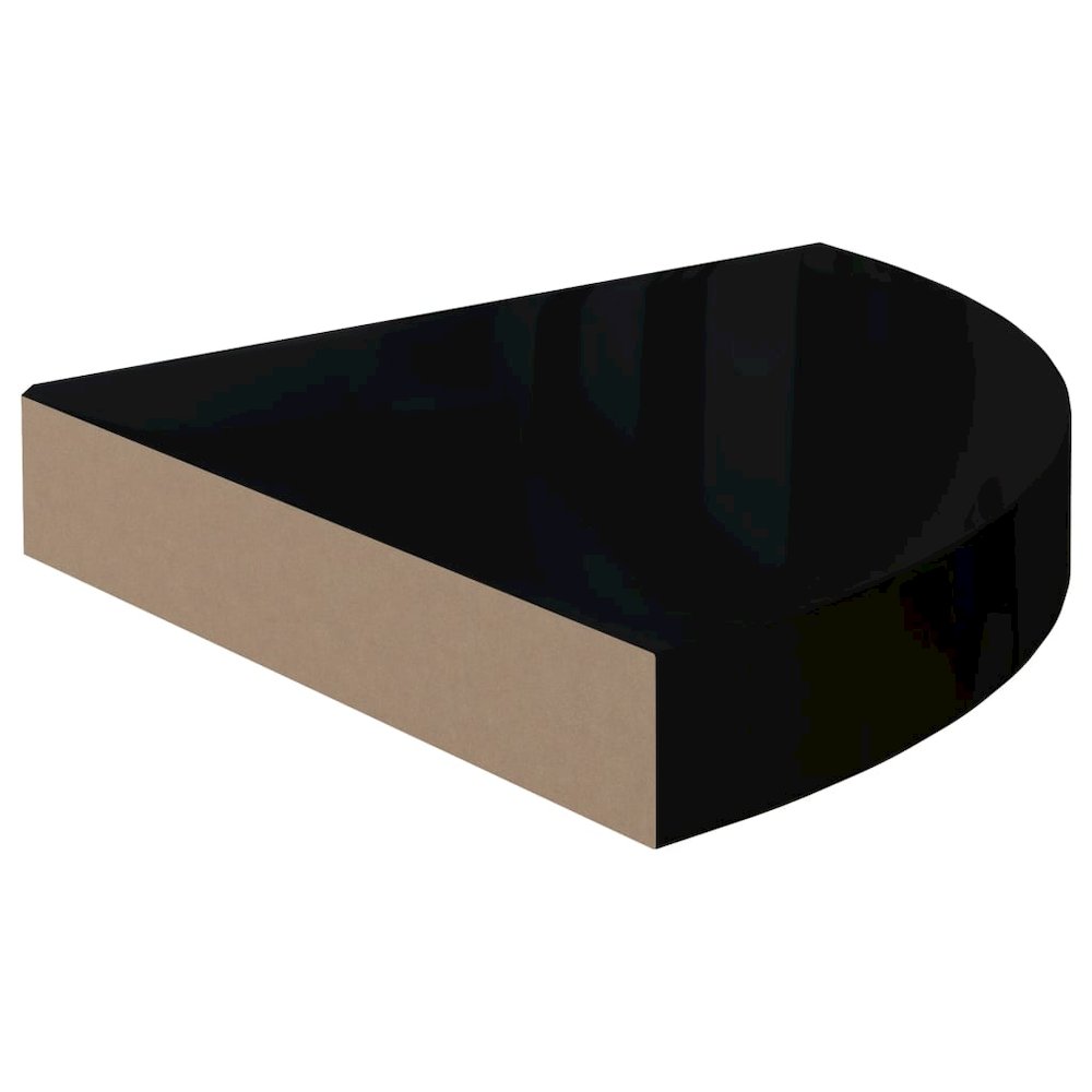 Corner Shelf Set of 2 High gloss black Honeycomb MDF. Picture 4