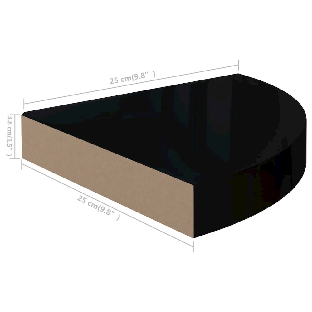 Corner Shelf Set of 2 High gloss black Honeycomb MDF. Picture 7
