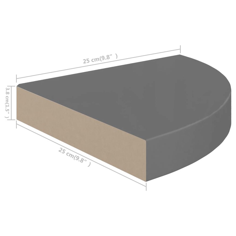 Corner Shelf High gloss grey Honeycomb MDF, metal Small. Picture 7