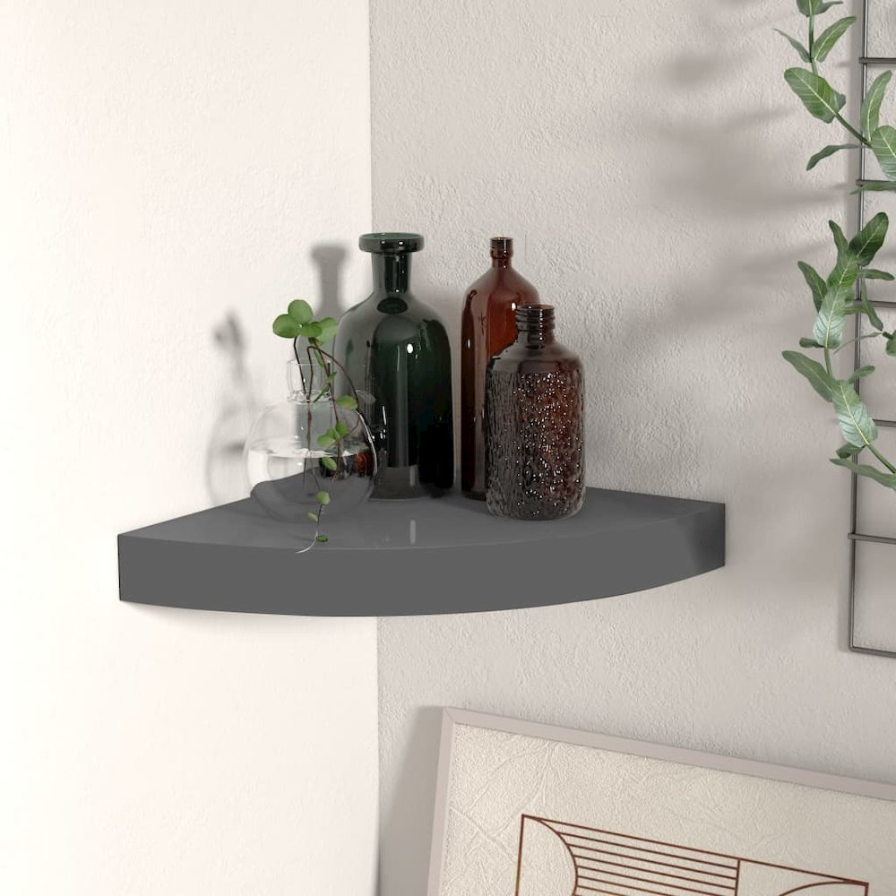 Corner Shelf High gloss grey Honeycomb MDF, metal Small. Picture 1