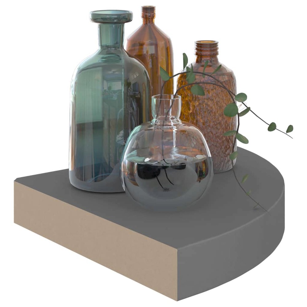 Corner Shelf Set of 2 High gloss grey Honeycomb MDF, metal Medium. Picture 7