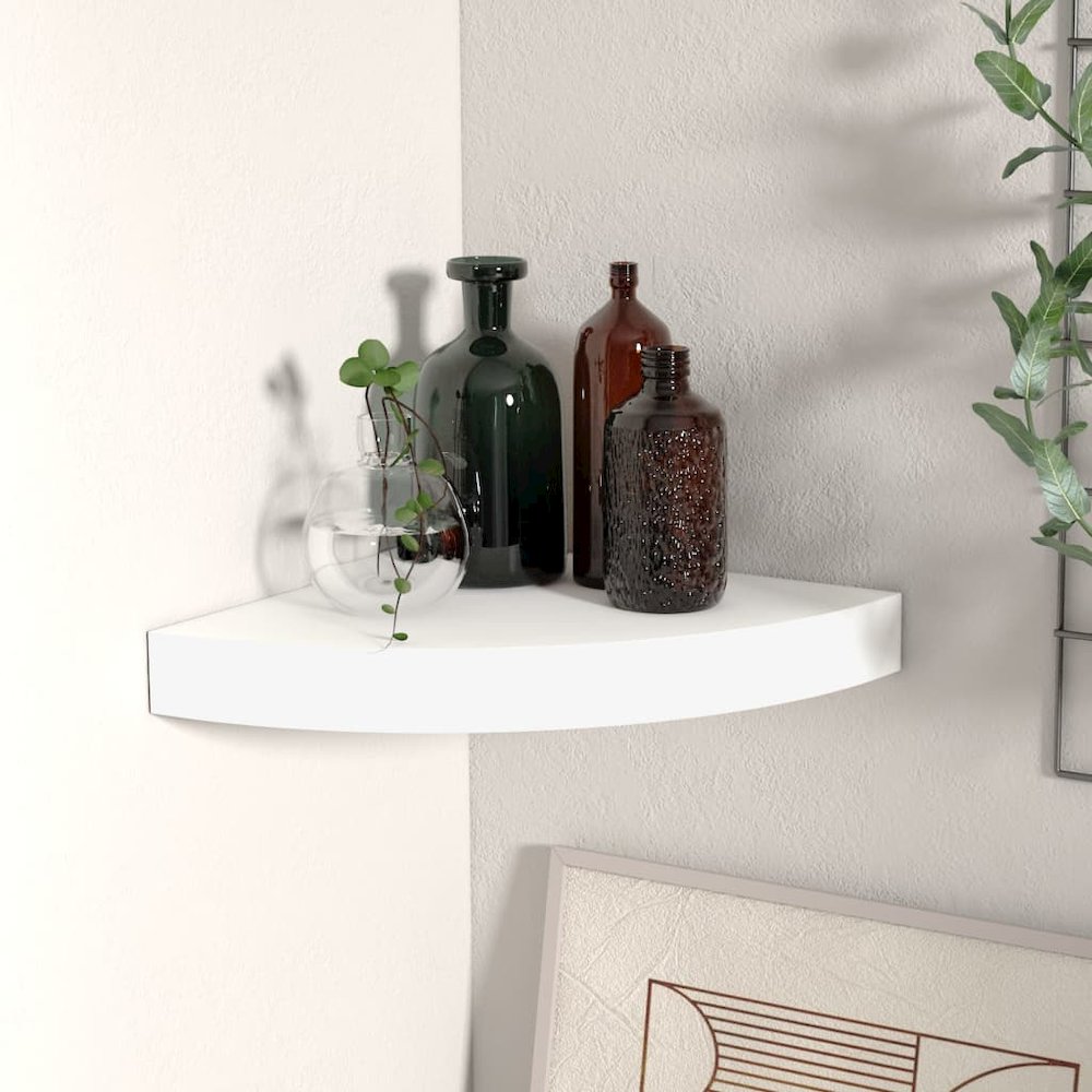 Corner Shelf White Honeycomb MDF Small Wall mounting. Picture 1