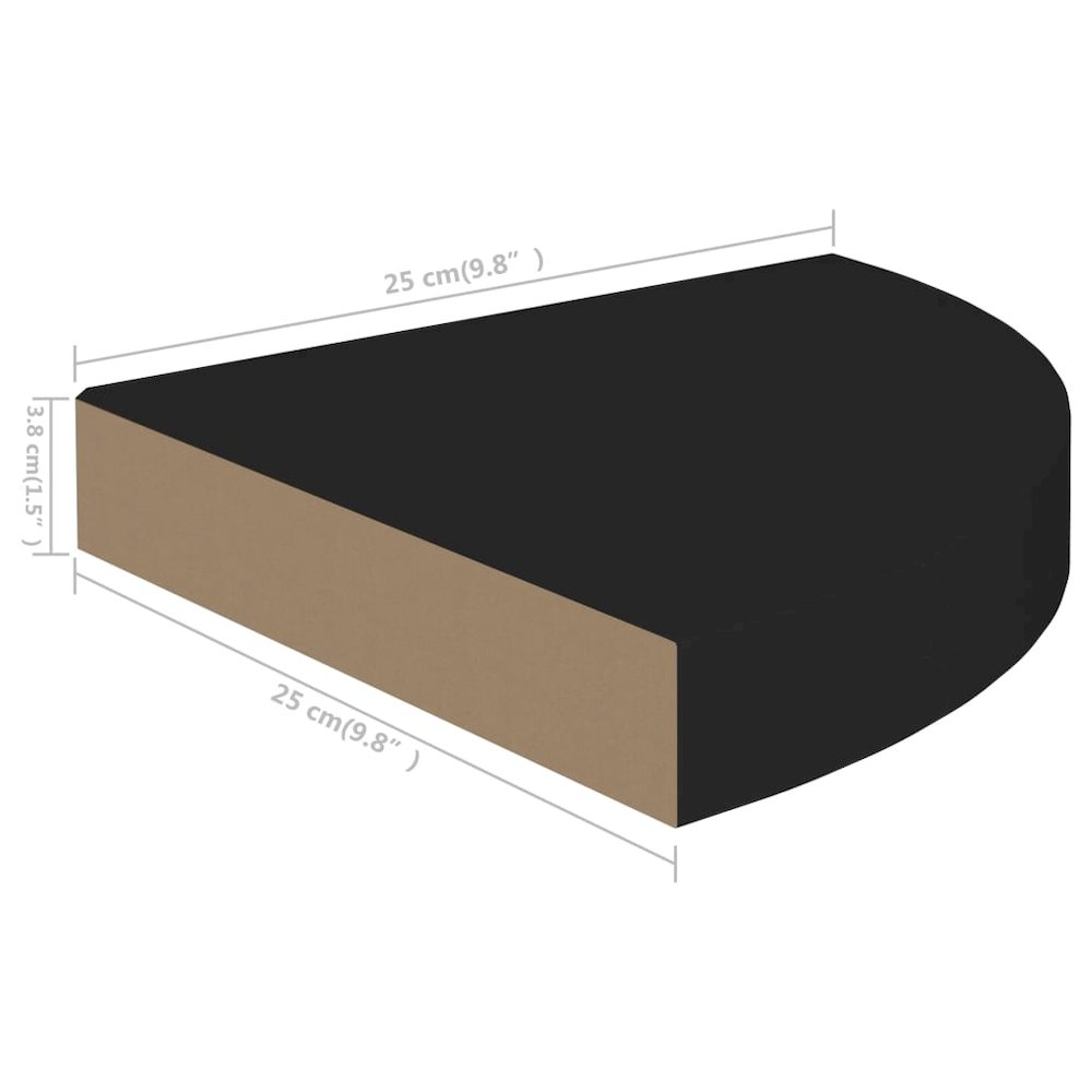 Corner Shelf Black Honeycomb MDF, metal Small Wall mounting. Picture 7