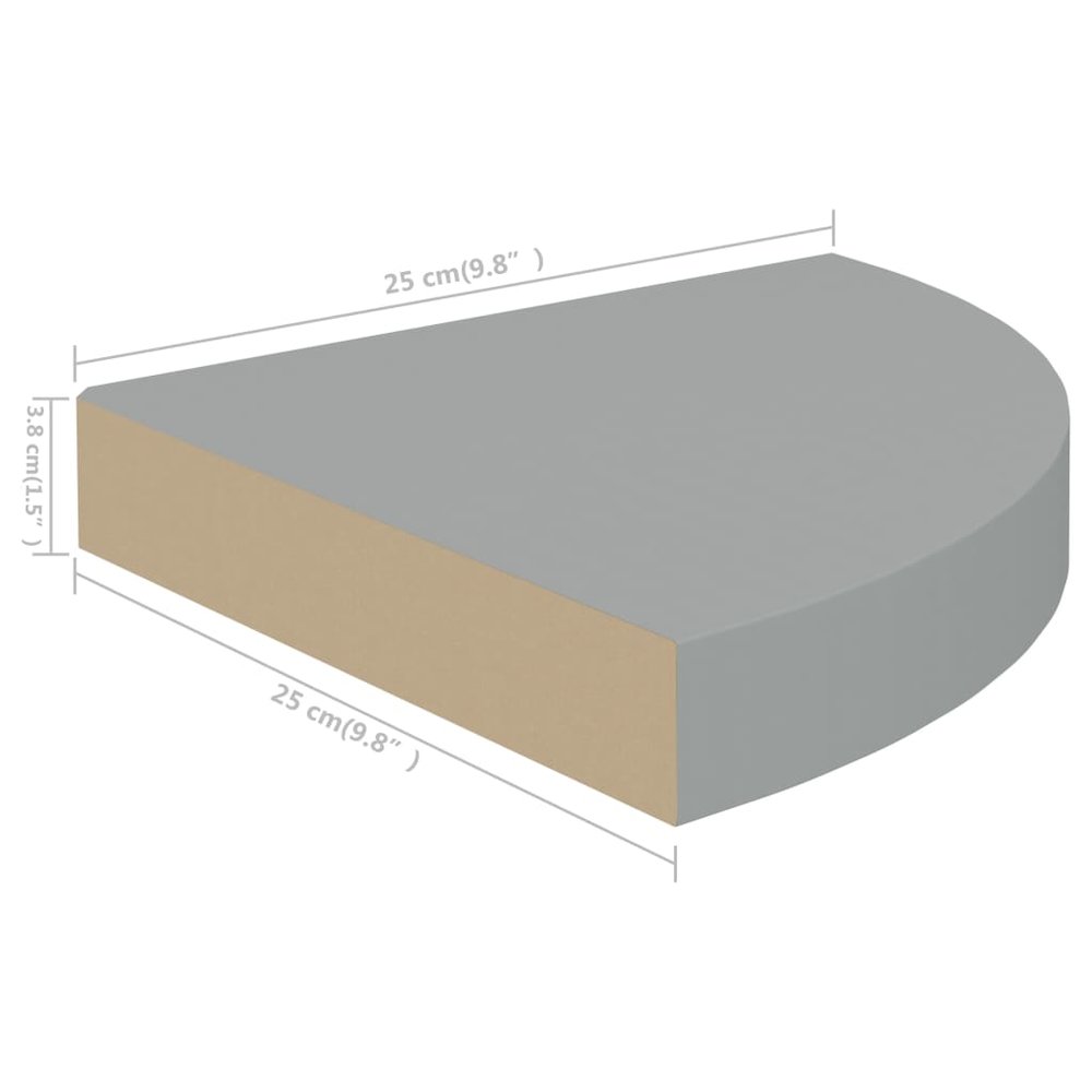 Corner Shelf Set of 2 Gray Honeycomb MDF, metal 9.8x9.8 in. Picture 8