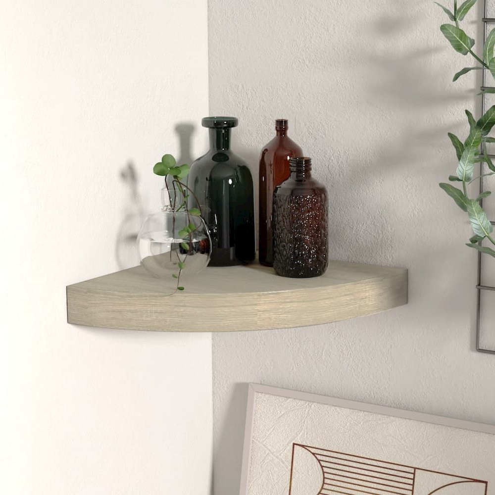 Corner Shelf Oak Honeycomb MDF, Metal Small Corner Shelf. Picture 1