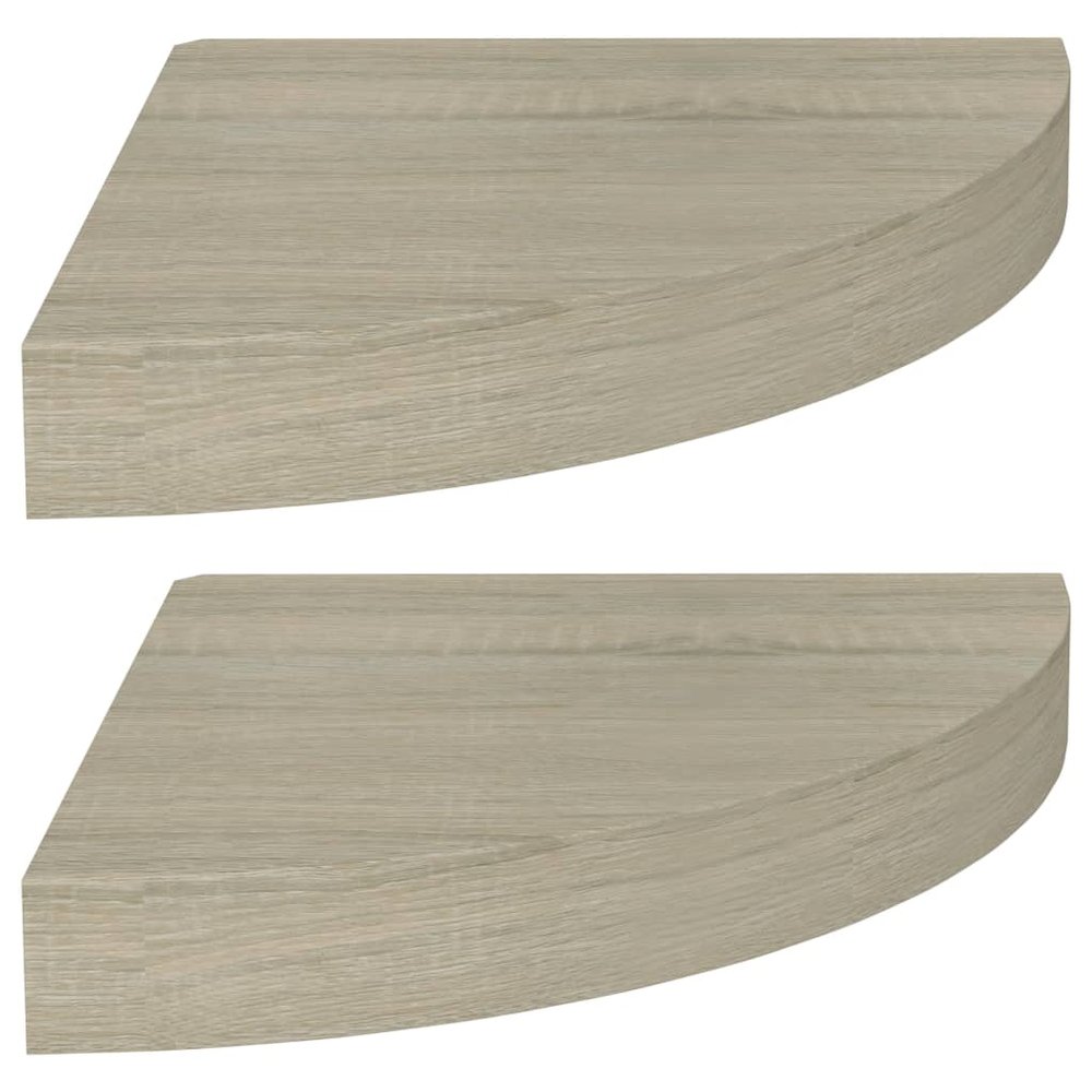 Corner Shelf Set of 2 Oak Honeycomb MDF, Metal 9.8x9.8x1.5 in. Picture 2