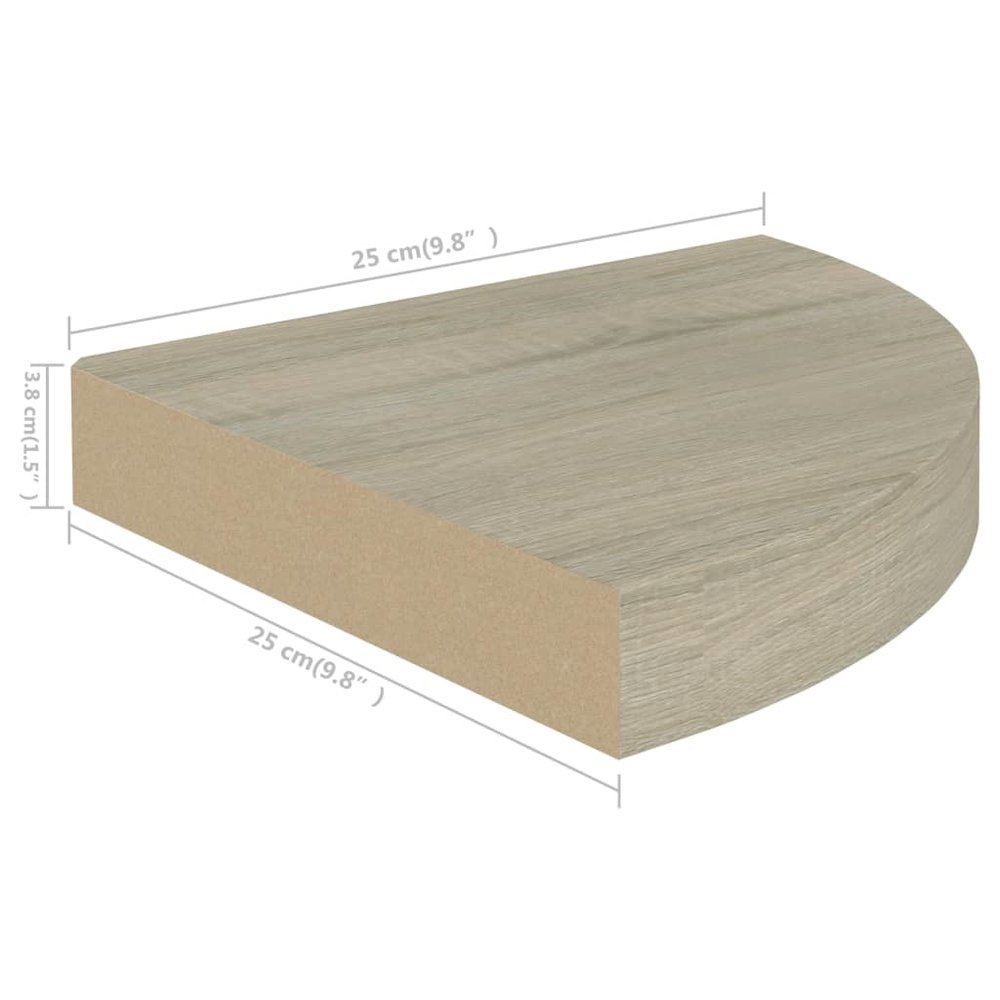 Corner Shelf Set of 2 Oak Honeycomb MDF, Metal 9.8x9.8x1.5 in. Picture 8