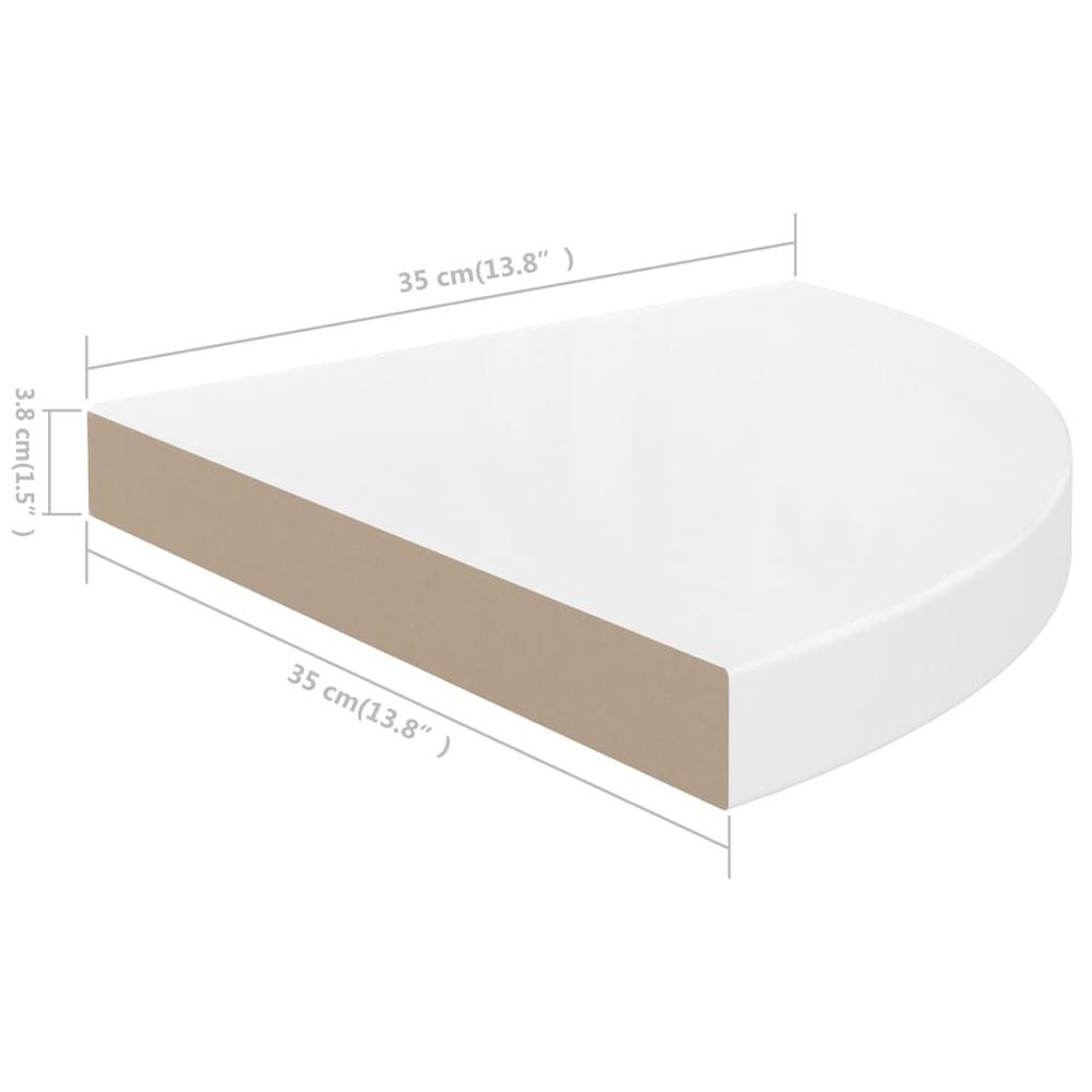 Corner Shelf High gloss white Honeycomb MDF, metal 13.8x13.8x1.5 in. Picture 9