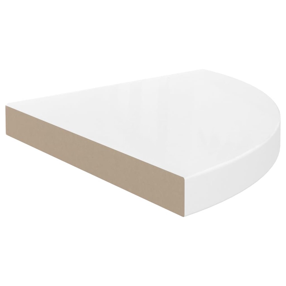 Corner Shelf Set of 2 High gloss white Honeycomb MDF, metal. Picture 4