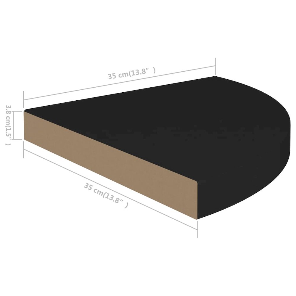 Corner Shelf Black Honeycomb MDF, Metal. Picture 7