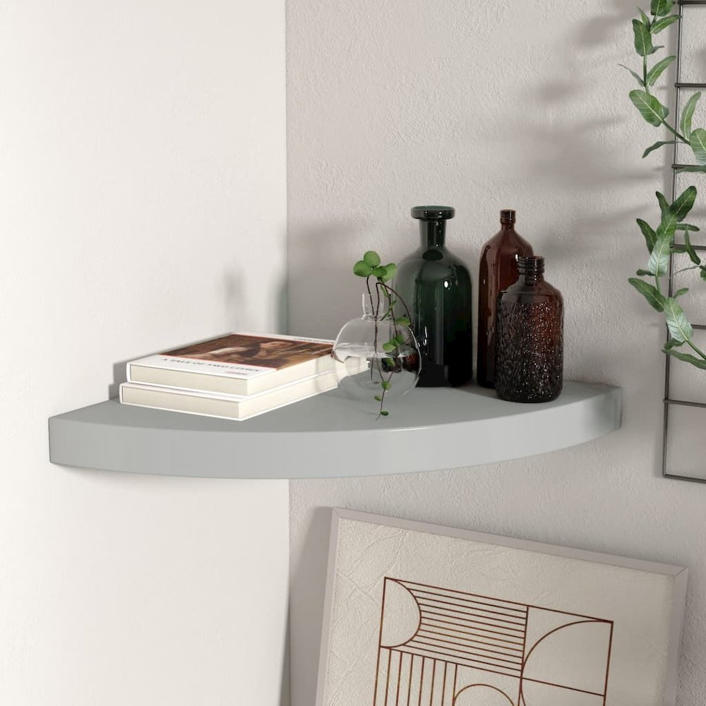Corner Shelf Grey Honeycomb MDF, metal 13.8 in Wall mounting. Picture 1