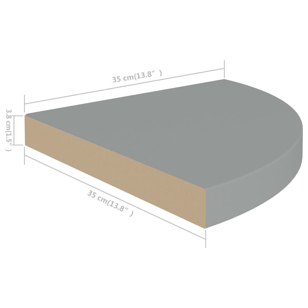 Corner Shelf Set of 2 Gray Honeycomb MDF, metal Small. Picture 8