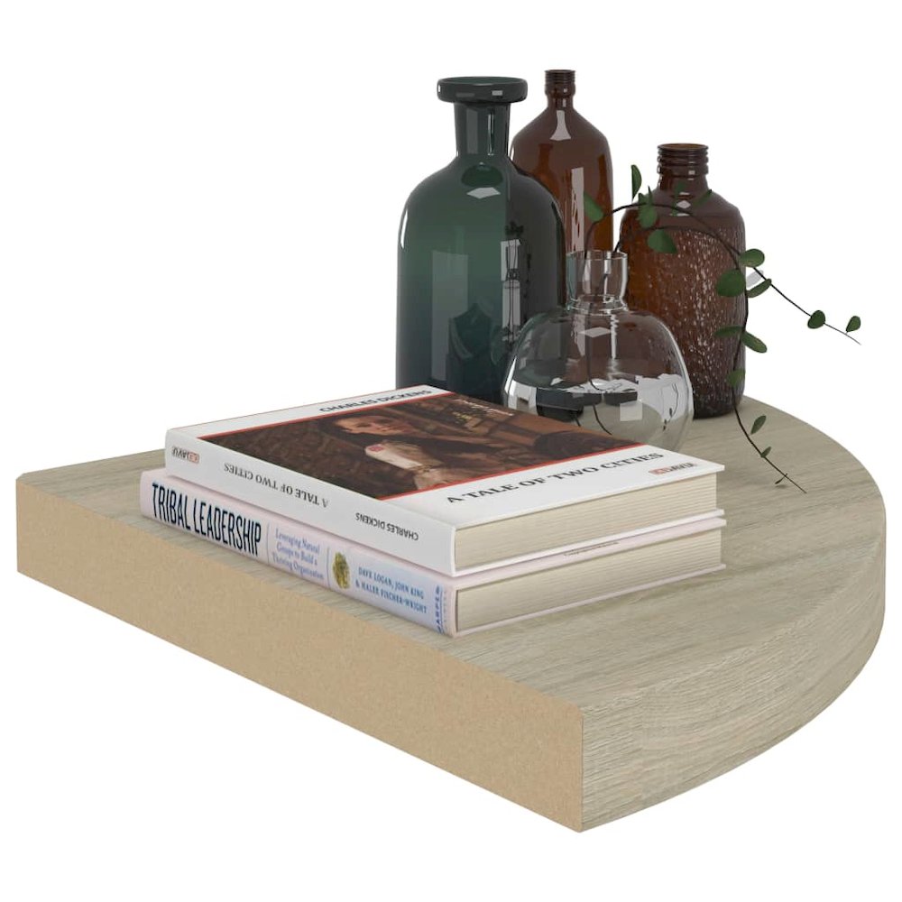 Corner Shelf Set of 4 Oak Honeycomb MDF, metal 13.8 in Length. Picture 7