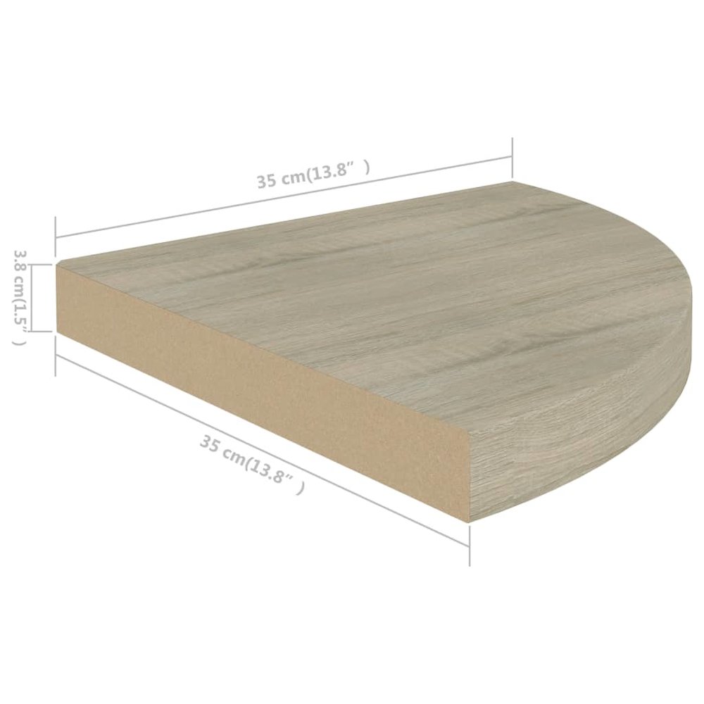 Corner Shelf Set of 4 Oak Honeycomb MDF, metal 13.8 in Length. Picture 8