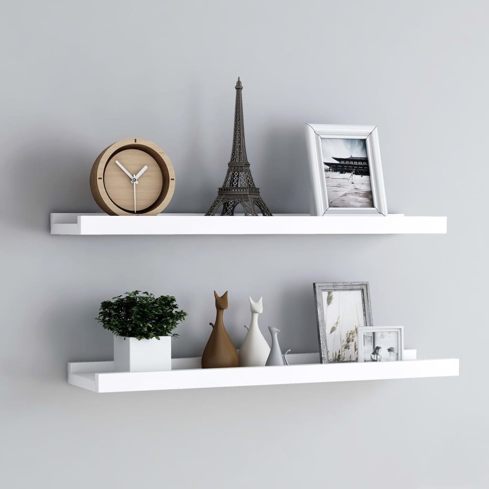 Frame Ledge Shelf Set of 2 White MDF 31.5 in long Wall mounting. Picture 8
