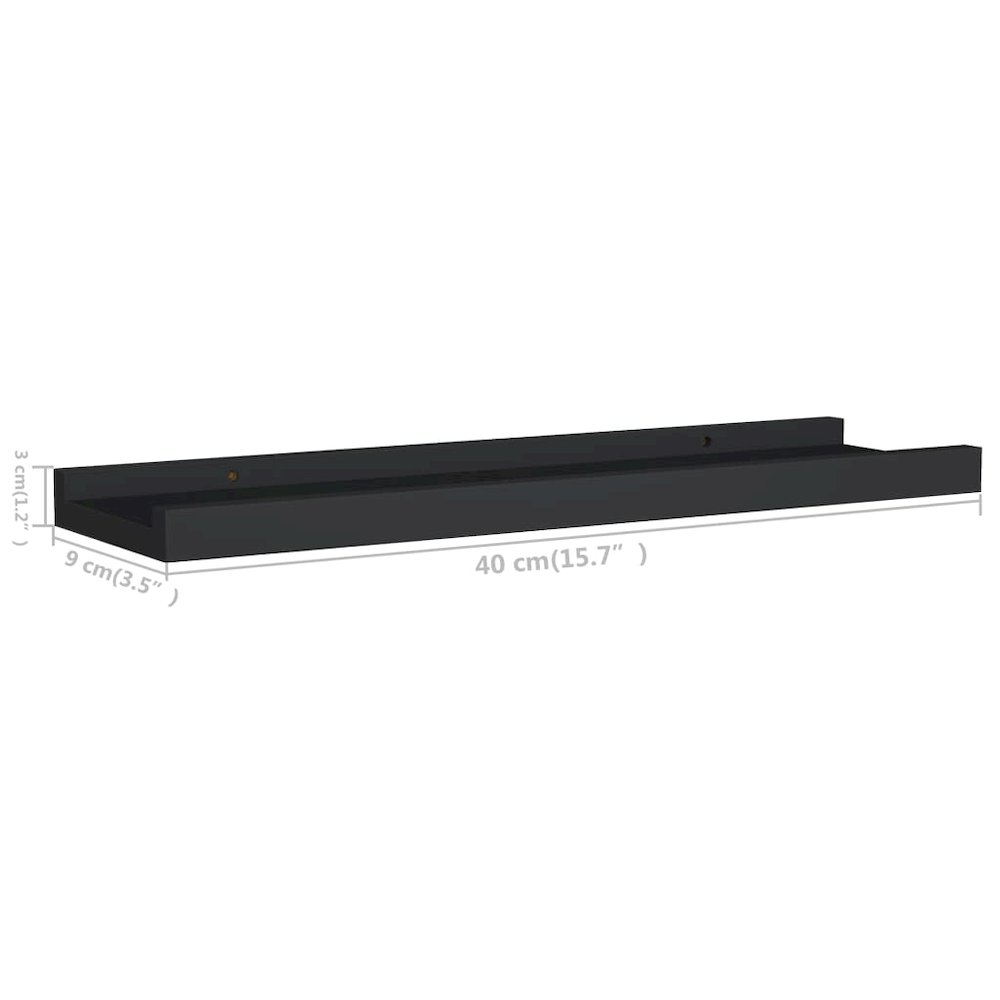 Frame Ledge Shelf Set of 2 Black MDF 15.7 x 3.5 x 1.2 in. Picture 8