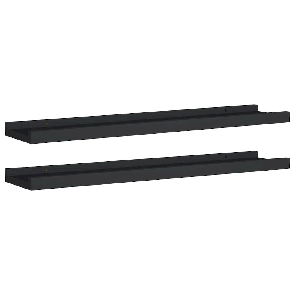Frame Ledge Shelf Set of 2 Black MDF 23.6 in Storage. Picture 2