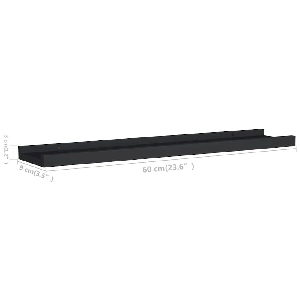 Frame Ledge Shelf Set of 2 Black MDF 23.6 in Storage. Picture 8