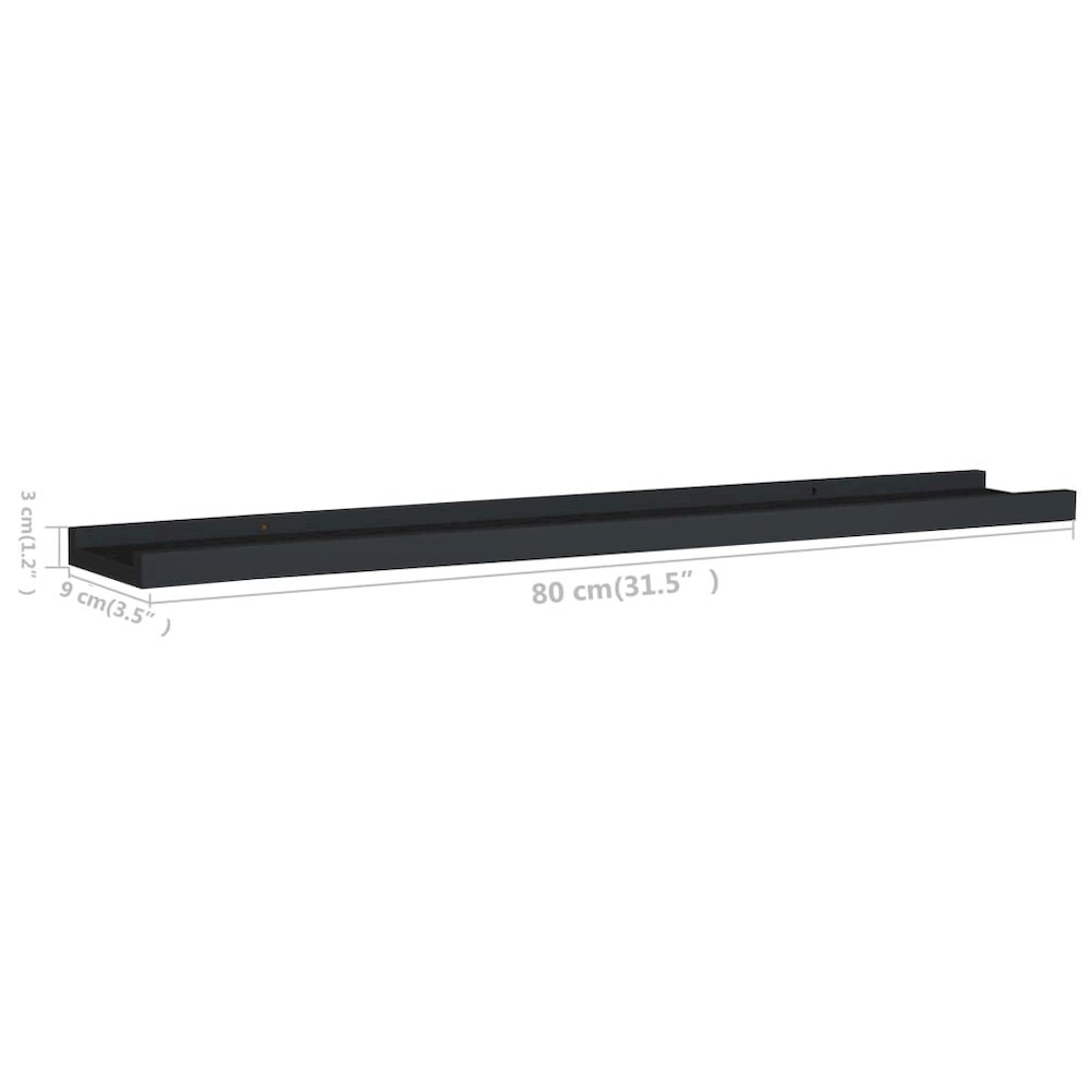Frame Ledge Shelf Set of 2 Black MDF 31.5 in Wall mounting. Picture 8