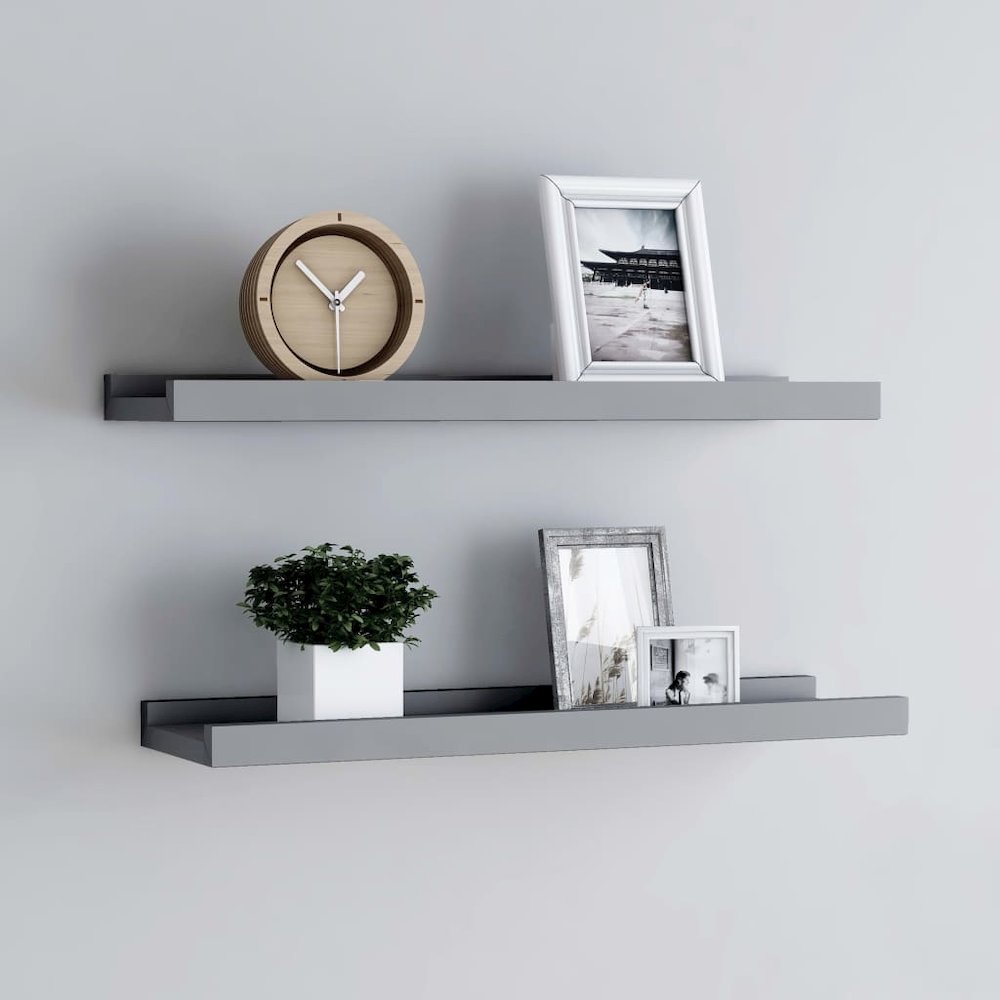 Frame Ledge Shelf Set of 2 Grey MDF Medium Wall mounting. Picture 1