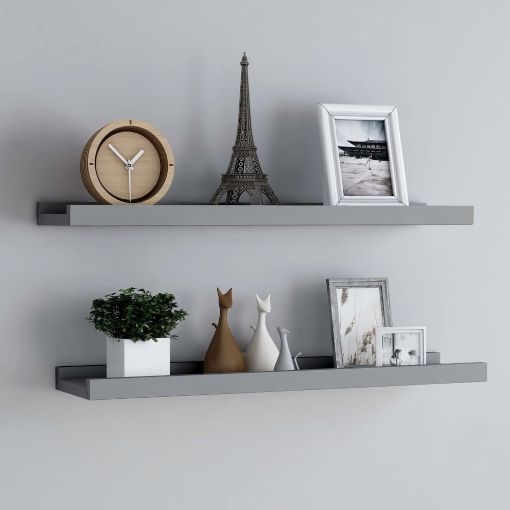 Frame Ledge Shelf Set of 2 Gray Lacquered MDF 31.5 in long. Picture 1