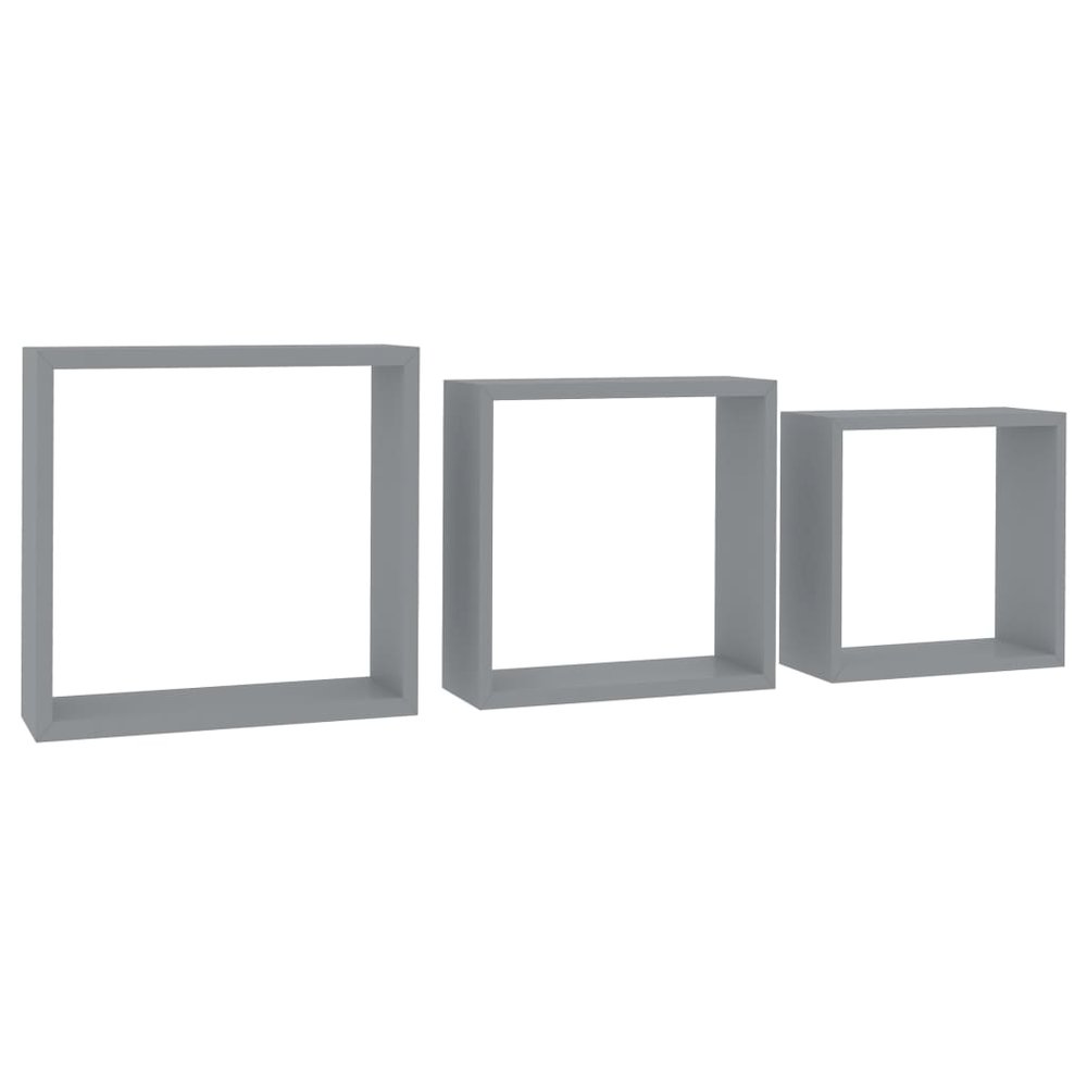 Wall Cube Shelves 3 pcs Gray MDF. Picture 2