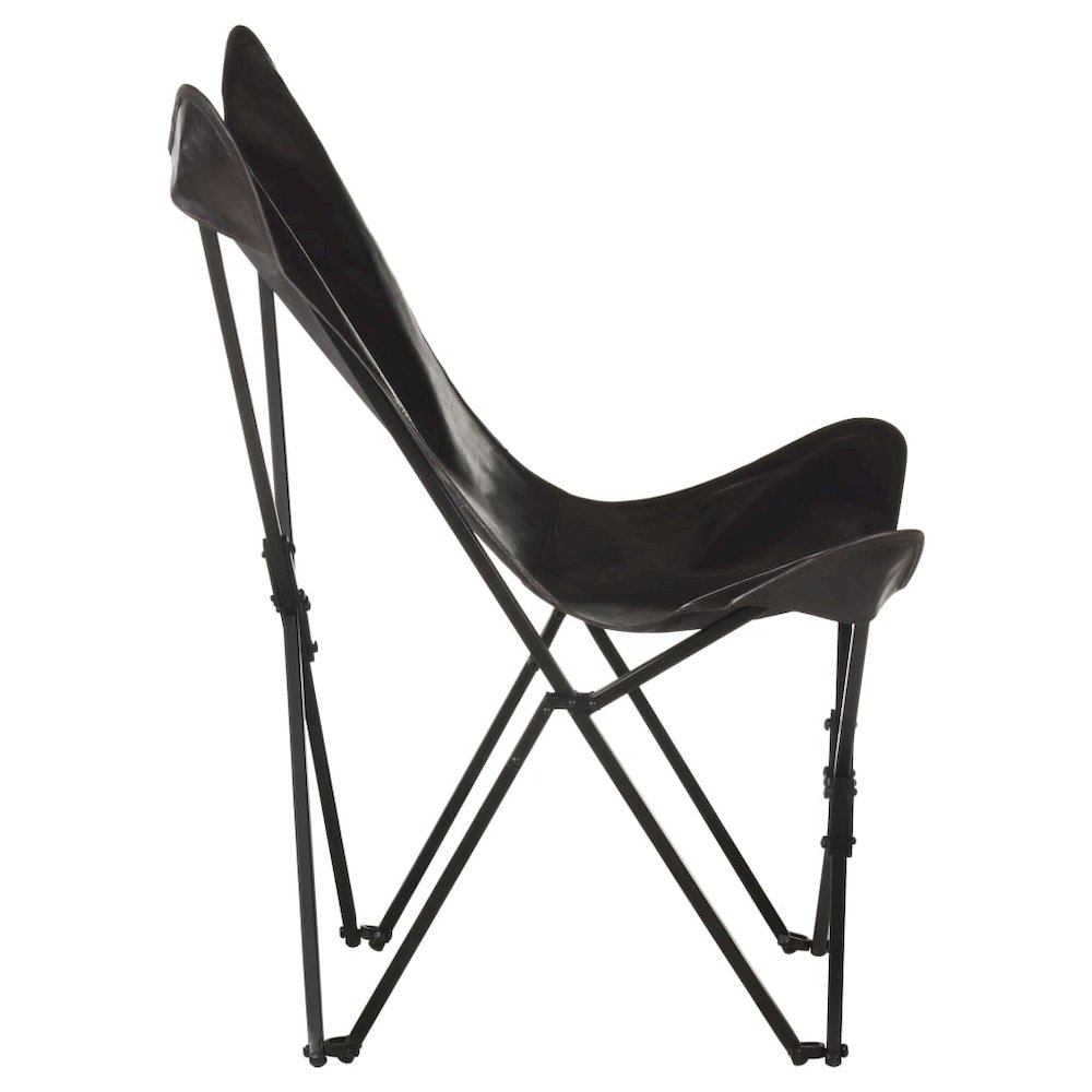 Butterfly Chair Black Genuine leather, Iron Standard Foldable. Picture 3
