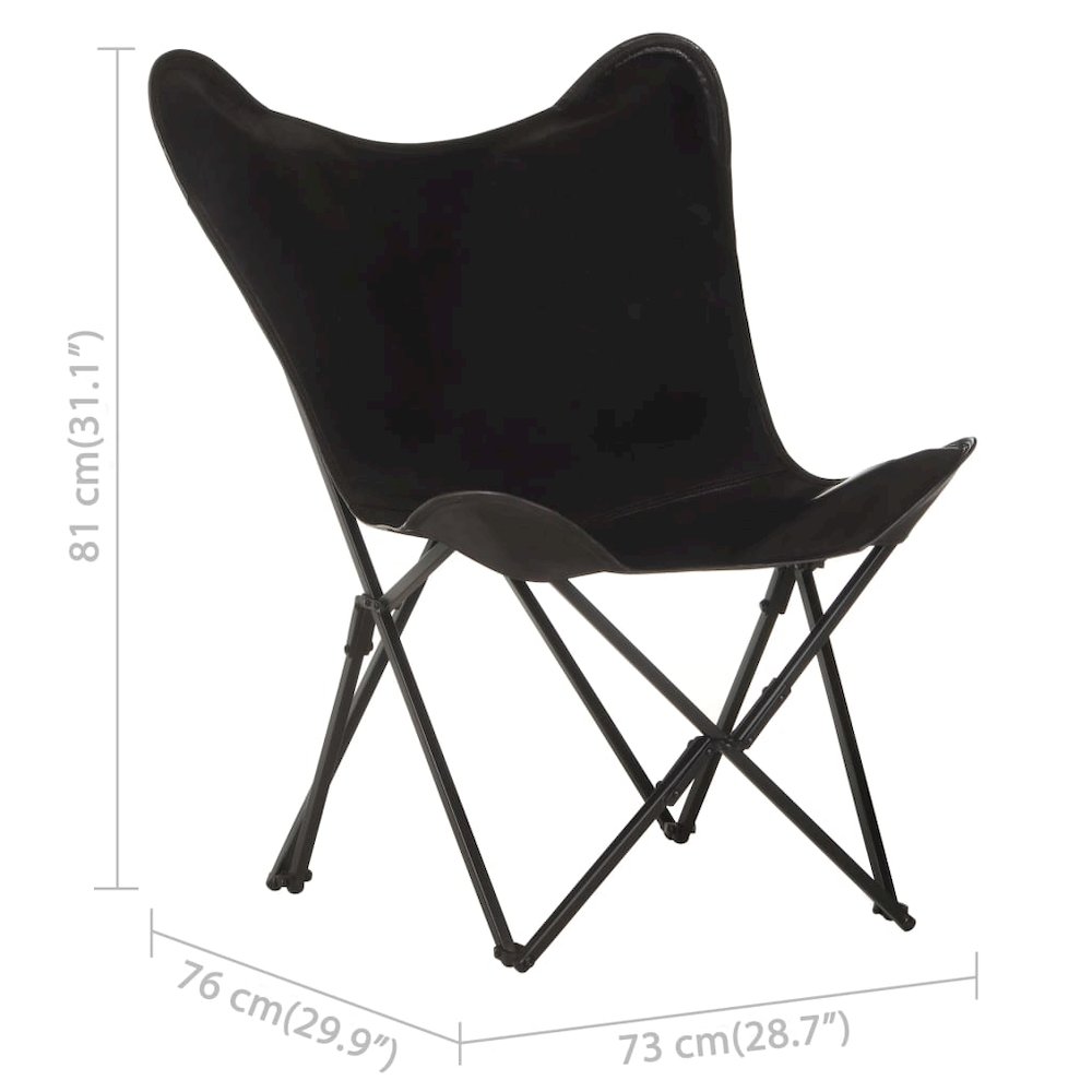Butterfly Chair Black Genuine leather, Iron Standard Foldable. Picture 7