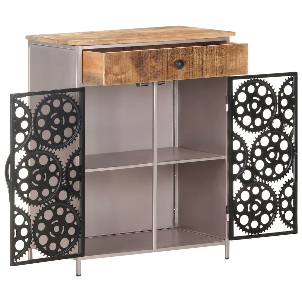 Sideboard Rough mango wood with silver powder-coated iron. Picture 4