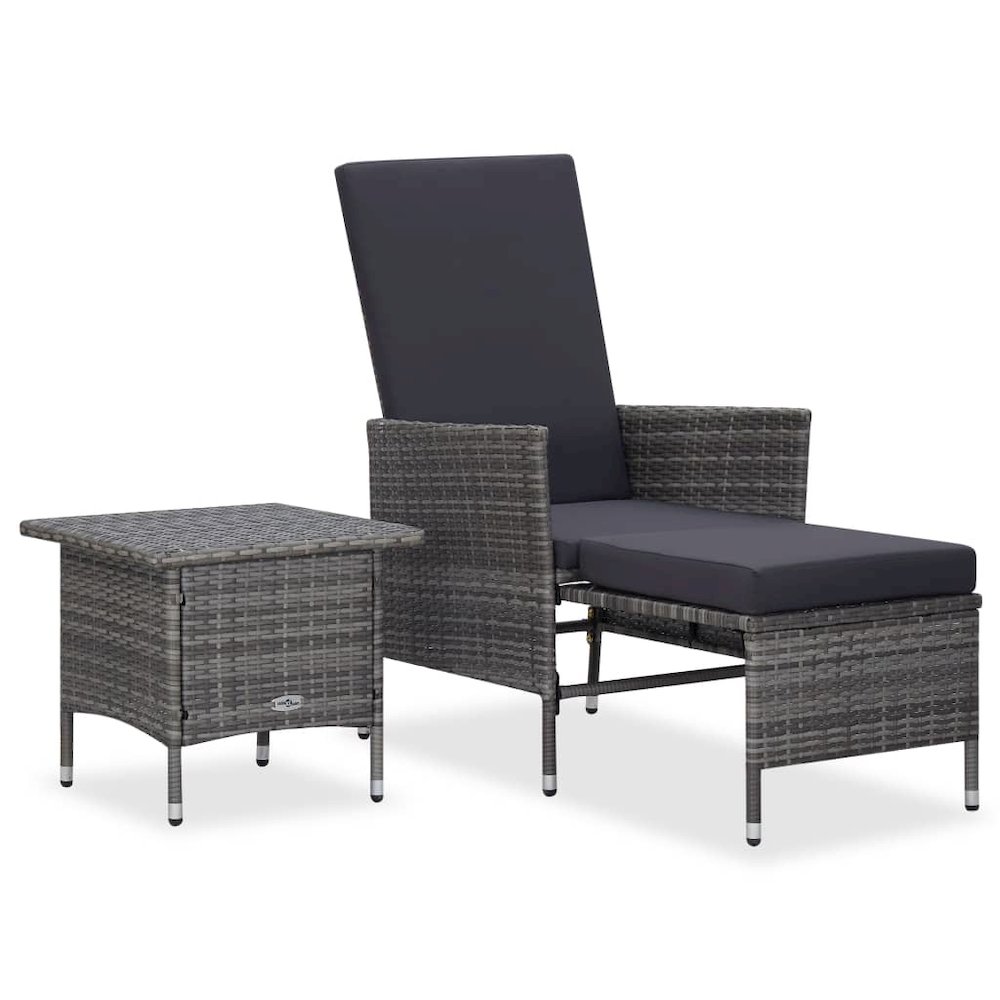 Garden Furniture Set Gray PE rattan, powder-coated steel, polyester. Picture 1
