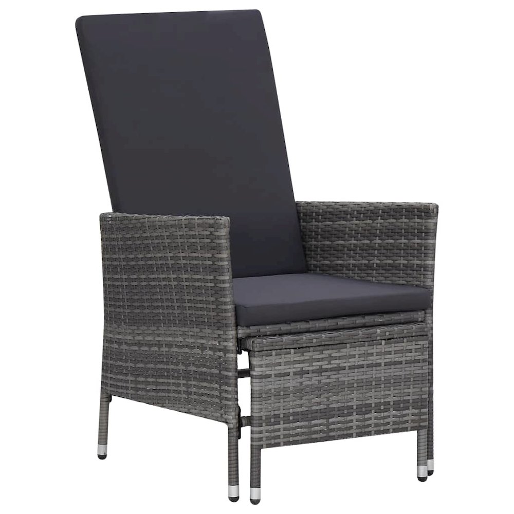 Garden Furniture Set Gray PE rattan, powder-coated steel, polyester. Picture 2