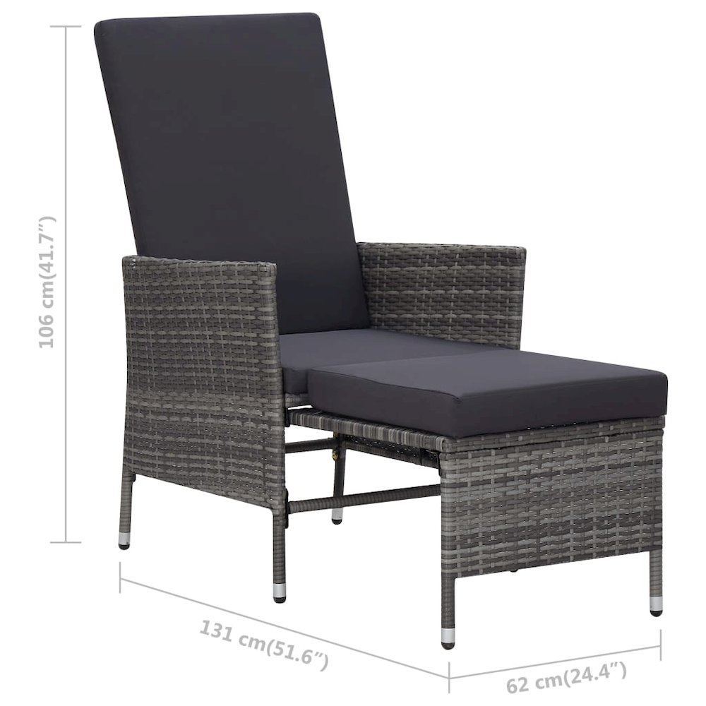 Garden Furniture Set Gray PE rattan, powder-coated steel, polyester. Picture 11