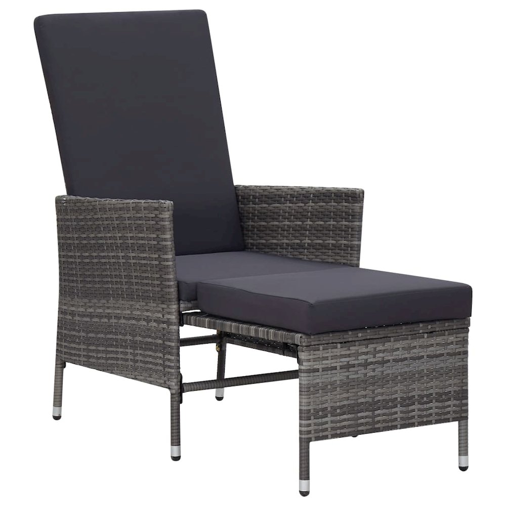 Garden Furniture Set Gray PE rattan, powder-coated steel, polyester. Picture 3