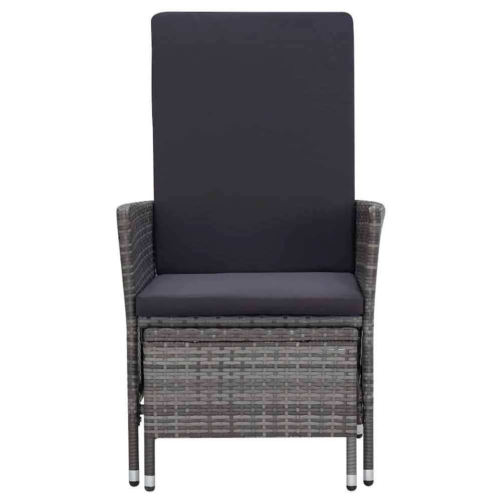 Garden Furniture Set Gray PE rattan, powder-coated steel, polyester. Picture 4