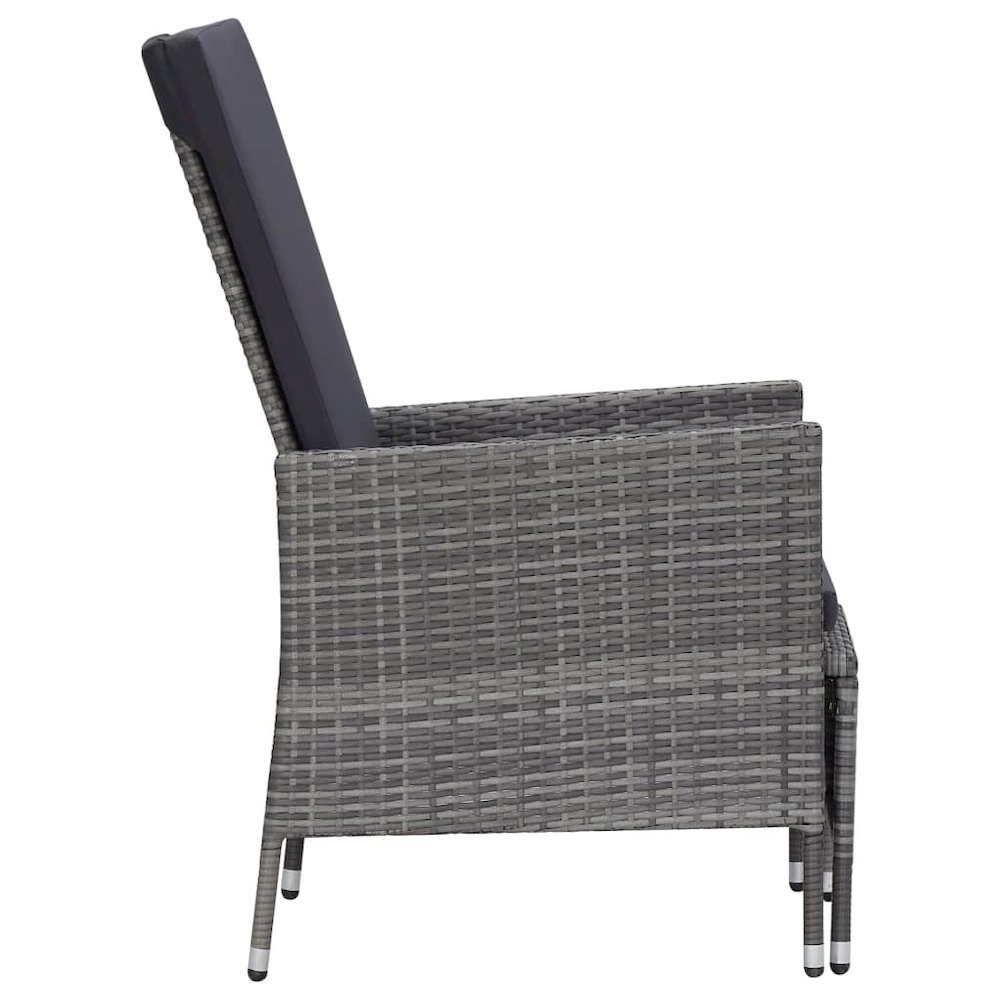 Garden Furniture Set Gray PE rattan, powder-coated steel, polyester. Picture 5